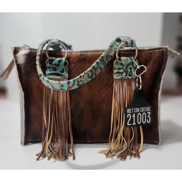 Holy Cow Couture Handbags - 🔥 RARE ONE OF A KIND 🔥 Holy Cow Couture Handmade Cowhide Registered Cattle Tag